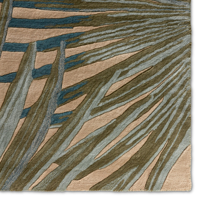Coastal Seaside Hand-Tufted Blue/Green Area Rug, Rectangle 9' x 12'