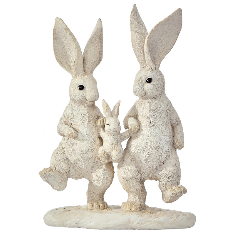 Famille de lapins 12,5 po en résine