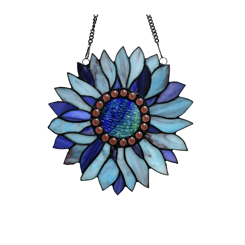 Panneau de vitrail en verre coloré, Bleu