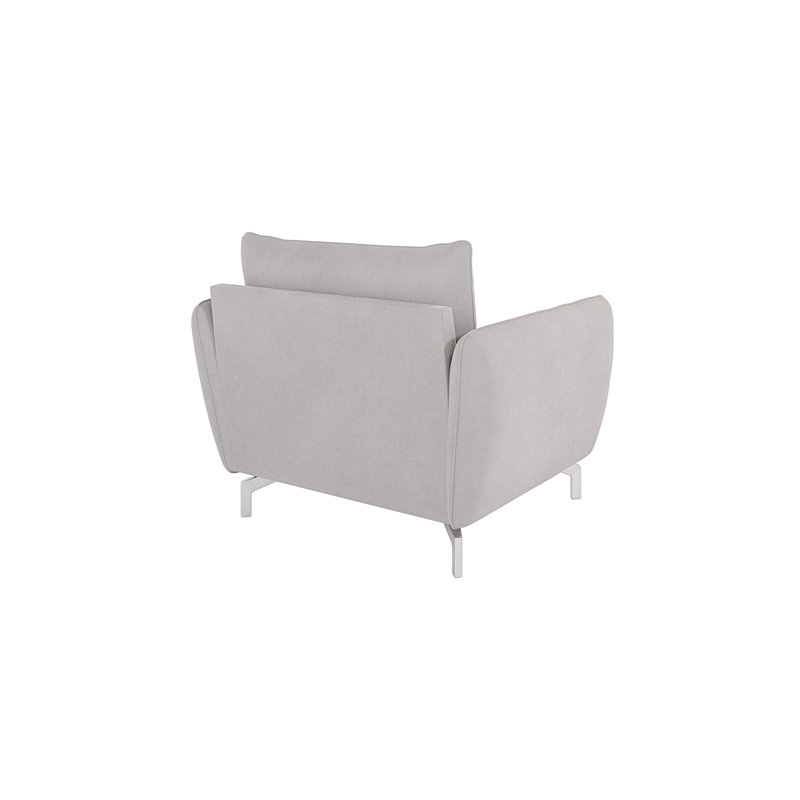 Modern Armchair  with Silver Metal Legs, Silver
