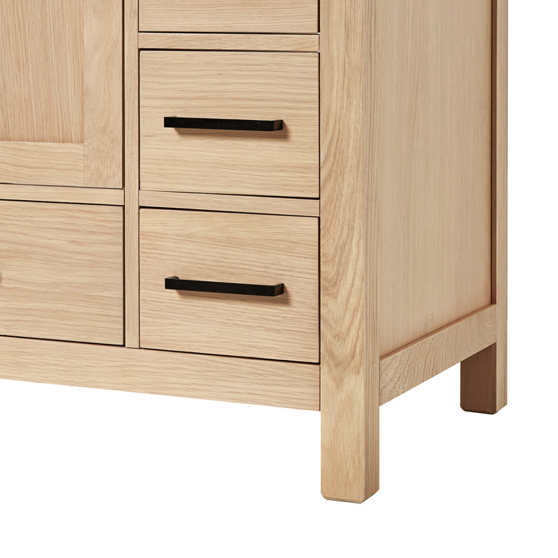 Cambridge 42'' W Single Bathroom Vanity Base, Matte Black, Oak