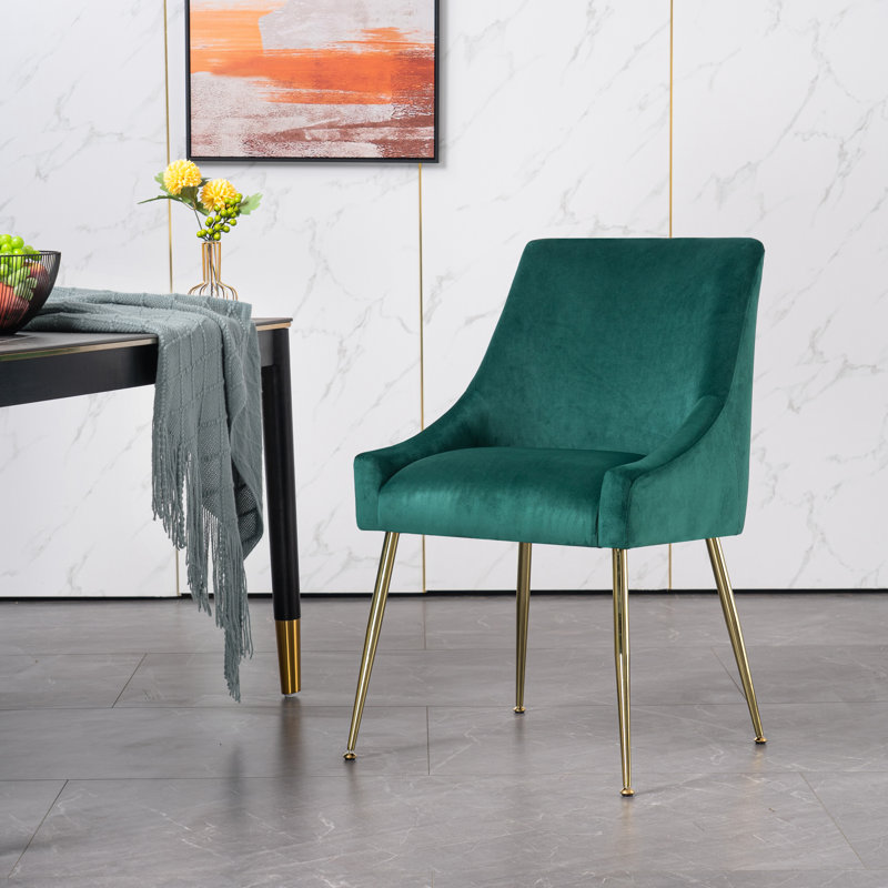 Chaise rembourrée en velours Ceilean, Vert