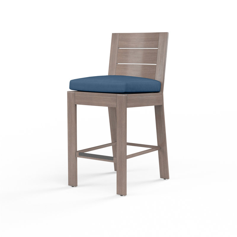Laguna Aluminum Outdoor Stool with Cushion, Bar Stool (25" Seat Height), Echo Midnight Sunbrella®
