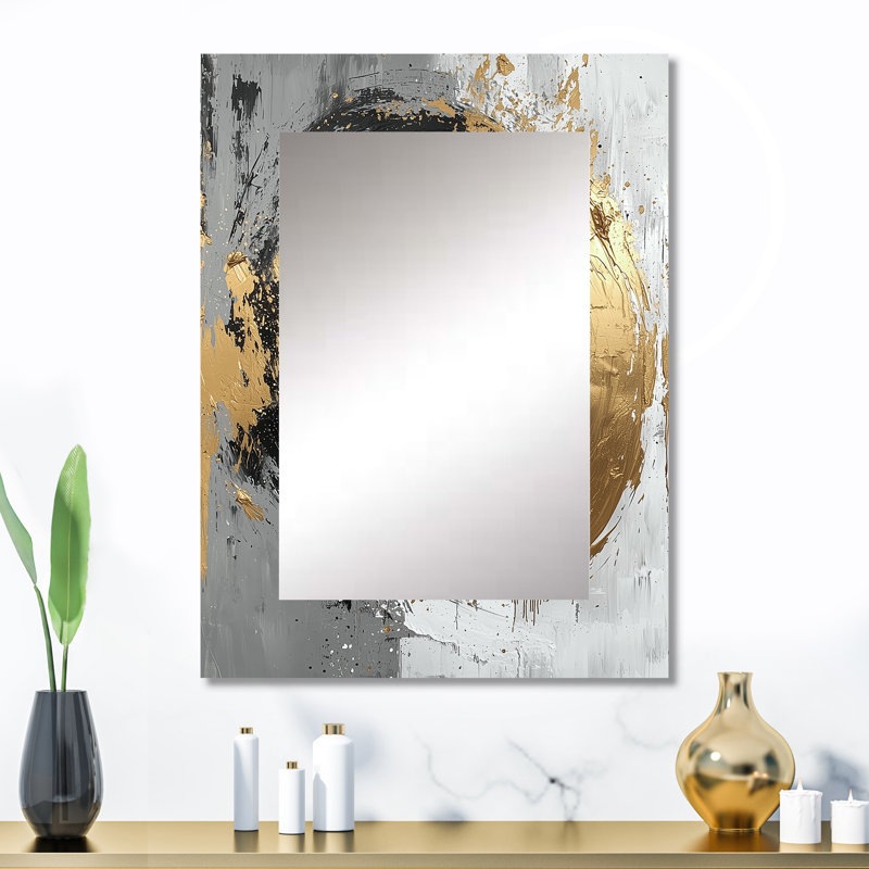 Gold Glam Arcs Shapes Fusion I - miroir mural à formes abstraites, miroir décoratif moderne, impression d'art en métal