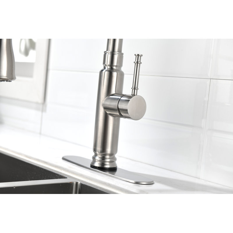 Robinet de cuisine tactile avec douchette extractible, Nickel brossé