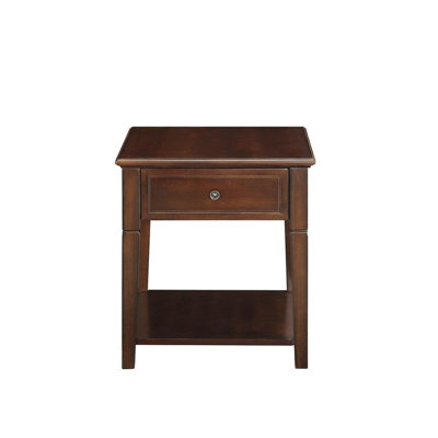 Wingler Transitional 1-Drawer End Table with Bottom Shelf in Walnut