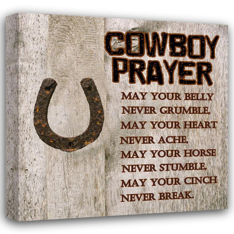 Art sur toile tendue par Trinx Lewis, Sheldon, peinture: Cowboy Prayer, H 28 po x l 28 po