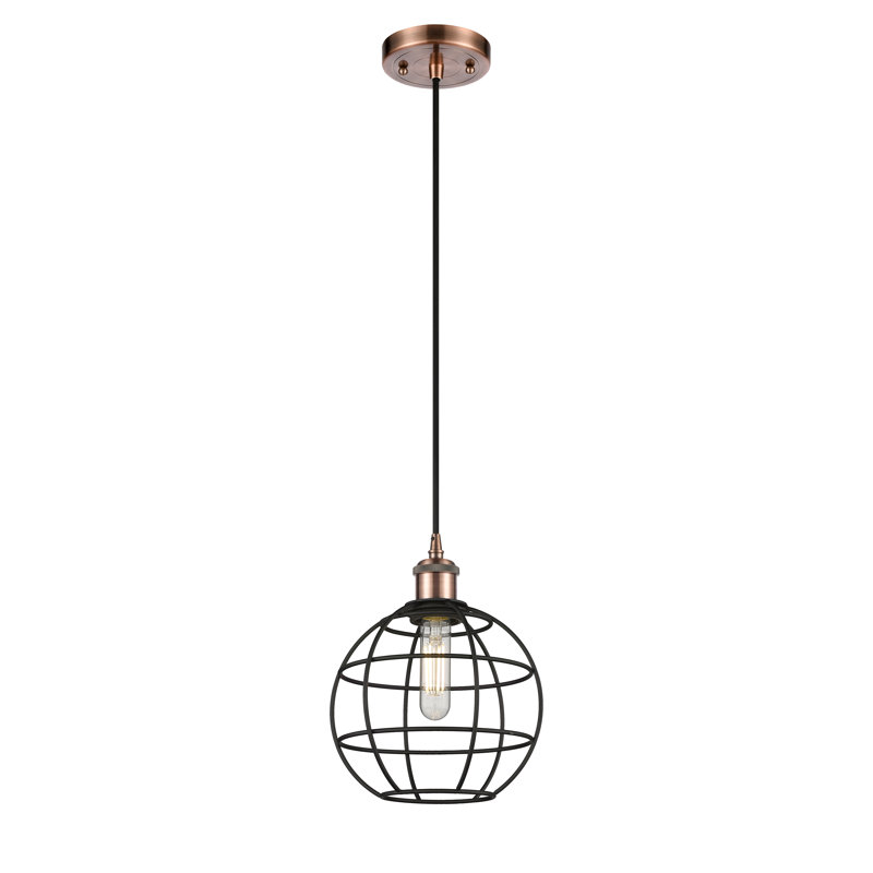 Luminaire suspendu à tige 1 lumière 16 po Ballston Lake Placid, H 130,25 po x l 8 po x P 8 po, Cuivre antique
