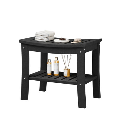 Banc de douche en PEHD avec tablette de rangement, banc de douche pour s'asseoir à l'intérieur, tabouret / chaise / siège de douche imperméable pour salle de bain, baignoire, supports