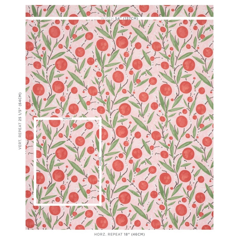 Mirabelle Wallpaper, Cherry & Blush