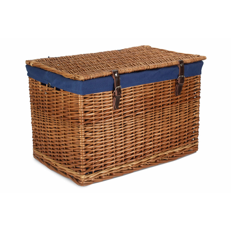 August Grove Wicker Decorative Basket, Double Steamed/Navy Lining 