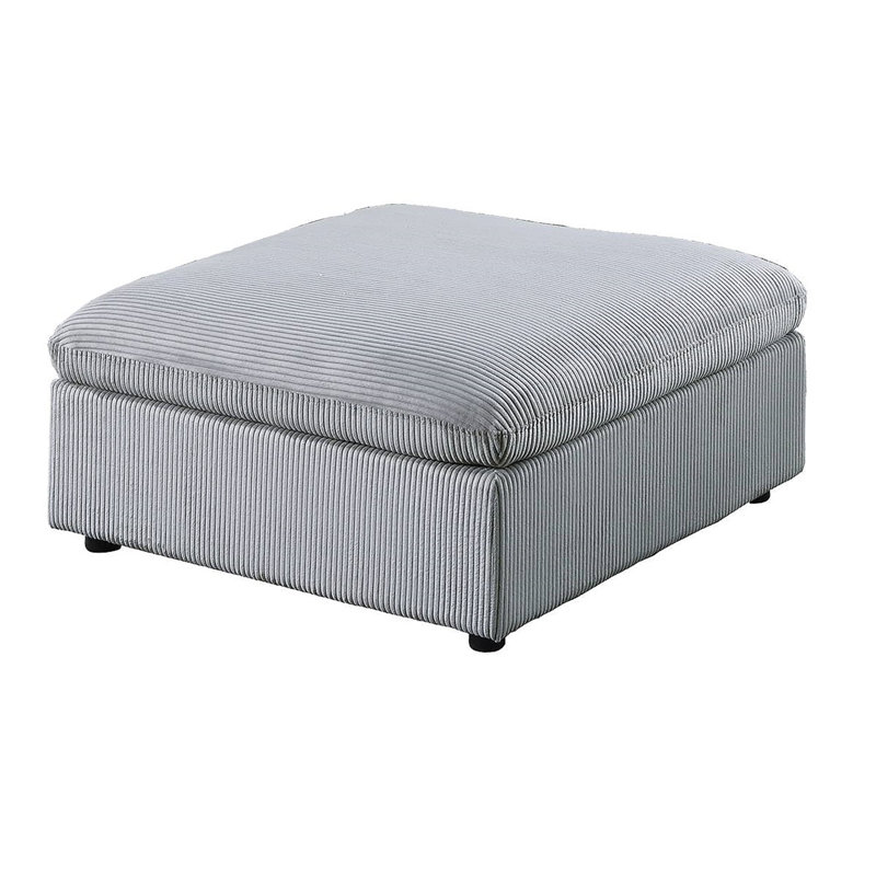 Repose-pieds contemporain en velours côtelé 1pc, Gris clair