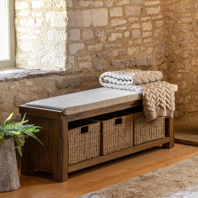 Polyester Blend Upholstered Storage Bench