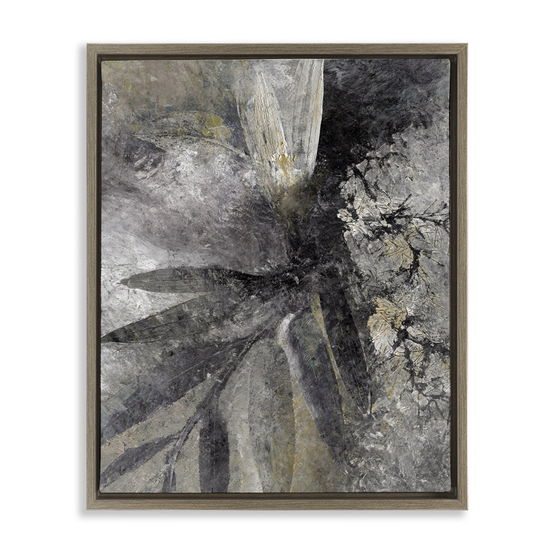 Abstrait botanique, H 21 po x l 17 po, Cadre flottant orme Montalcino