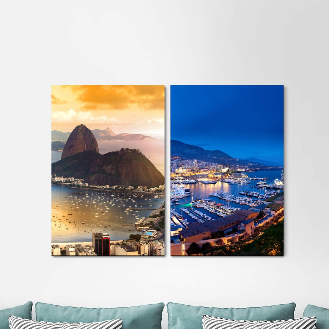 2-tlg. Leinwandbilder-Set - Fotografie „Rio De Janeiro Mountain Coast Sea Brazil Holiday Port”