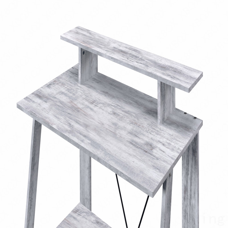 Bureau d'écriture antique blanc et noir, Blanc