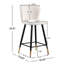 Tabouret de bar de 25,79 po de style moderne avec sièges blancs, pieds en métal noir et extrémités dorées, convenant à divers styles de décoration-1085058363