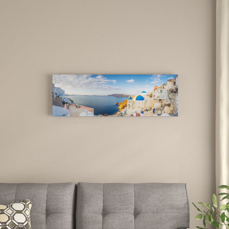 «Oia Sunrise Santorini Grèce I», impression sur toile, H 12 po x l 36 po x P 1,5 po, Toile tendue