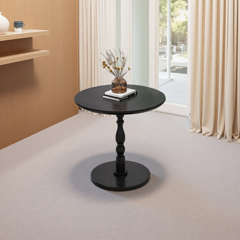 Table d'appoint ronde de 23 po, table d'appoint ronde, petite table pour petits espaces, table de chevet moderne avec pieds en bois massif pour le salon, la chambre à coucher, les coins et le bureau