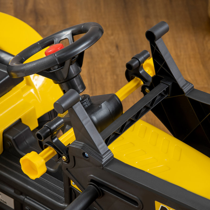 Yellow Pedal-Controlled Kids Ride-On Excavator with Trailer