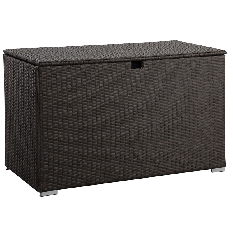 Boîte de rangement pour l'extérieur en osier brun 120 gallons (clair)