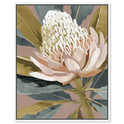 «White Banksia I», reproduction d'art sur toile par Art Remedy, cadre blanc, 24 x 30