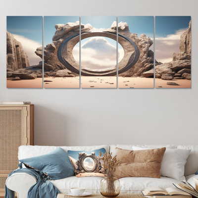 Surreal Galaxy Portal Landscape III - Surrealism Landscape 5 Piece Wall Art For Living Room