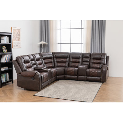 Ilia 96.8" Wide 3 - Piece Vegan Leather Power Reclining Sectional with Console Storage & Cup Holder by Red Barrel Studio