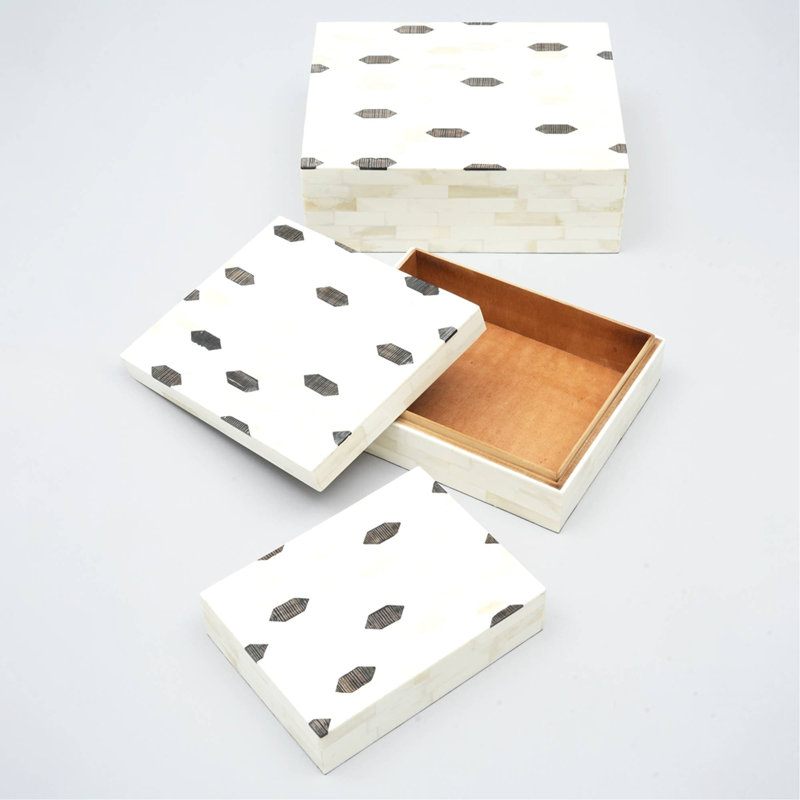 Boîte à motif géométrique - ensemble de 3