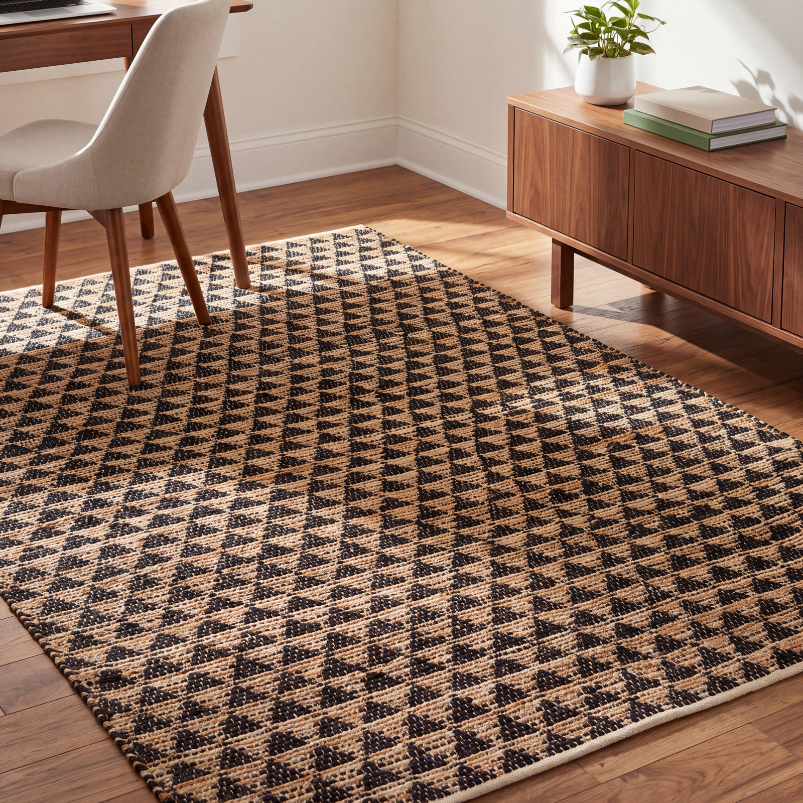 Addy Hand-Woven Geometric Jute Rug, Rectangle 5' x 7'6"