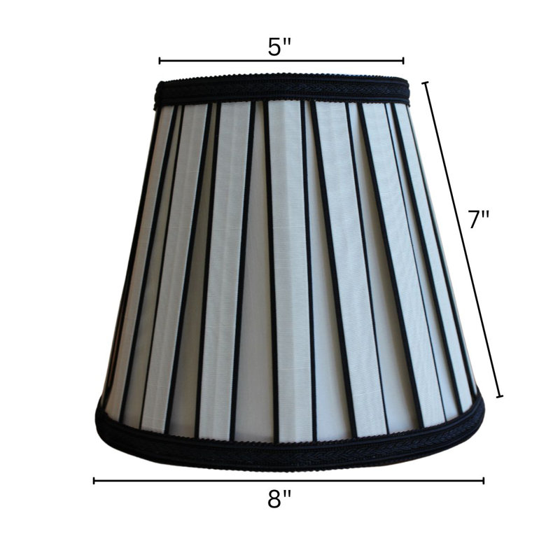 5"x8"x7" Metropolitan Softback Empire Edison Clip On Lampshade, Eggshell with Black Highlight Trim