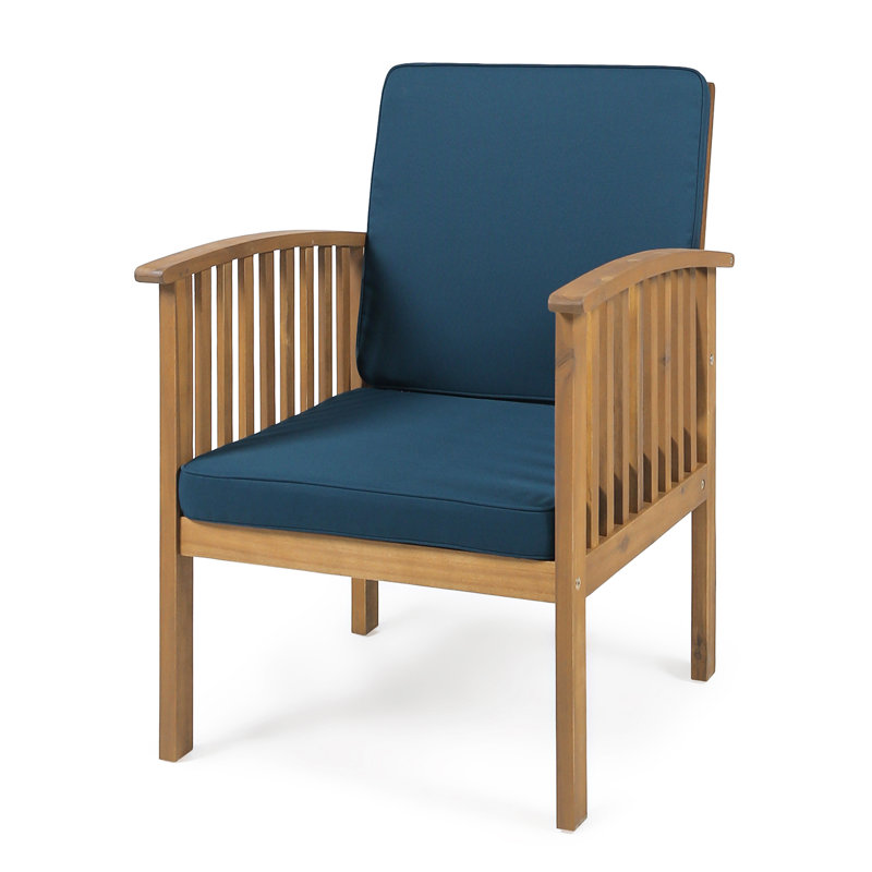 Sikeston Patio Chair with Cushions, Dark Teal, Brown Patina