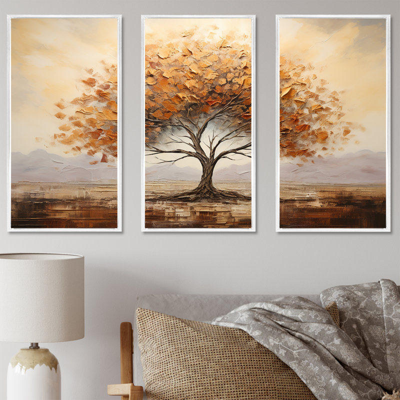 Arbre sauvage - Art mural africain, Cadre flottant blanc, H 28 po x l 36 po x P 1 po