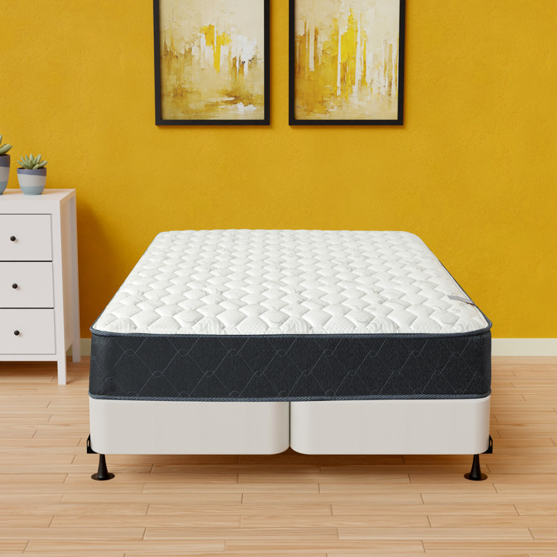 Gayatri 9-Inch Medium Firm TightTop Single Sided Hybrid Mattress with Box Spring/Foundation, Low Profile (4”), King