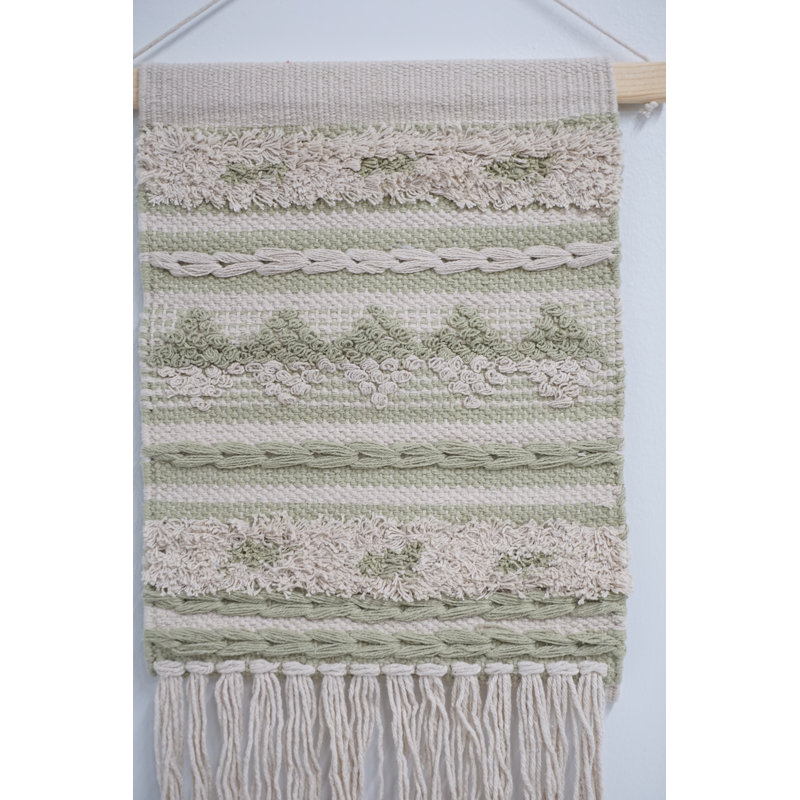 Applique murale en laine et coton macramé avec tringle incluse
