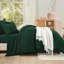 Ensemble d'édredon pour grand lit Andency vert foncé - 7 pièces Ensembles d'édredon pour grand lit, ensemble de lit léger uni avec édredon, draps, taies d'oreiller et taies décoratives-124612820-124612830