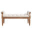 Banc rembourré en bois massif de style Mid-Century, banc de bout de lit avec accoudoirs roulés, repose-pieds capitonné classique avec pieds en teck patiné, banc de fenêtre pour chambre à coucher, vestibule, placard, beige
