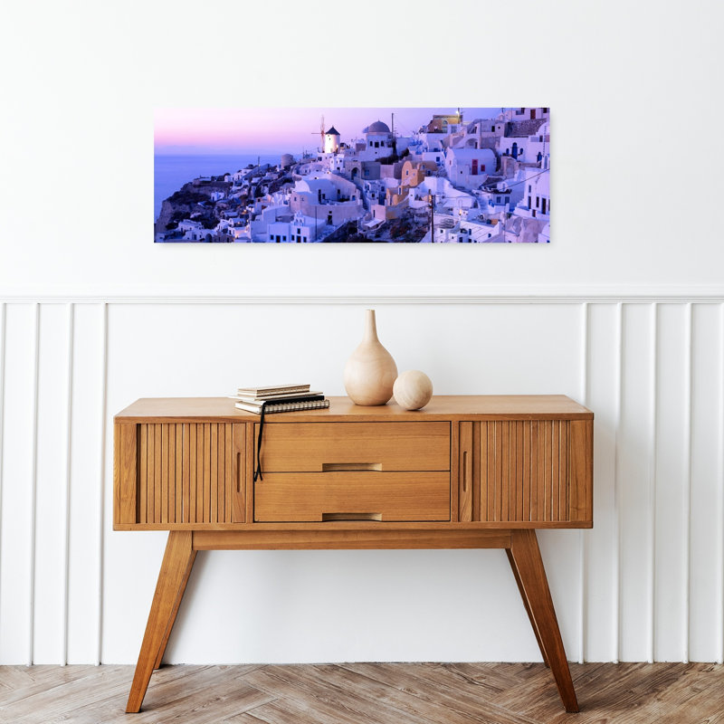Soirée, Ia, Santorini, Grèce, art de montagne paisible et paisible, H 12 po x l 36 po