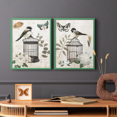 «Vintage Menagerie I», reproduction encadrée de qualité supérieure - prête à être accrochée - aucun clou requis - aucun clou requis