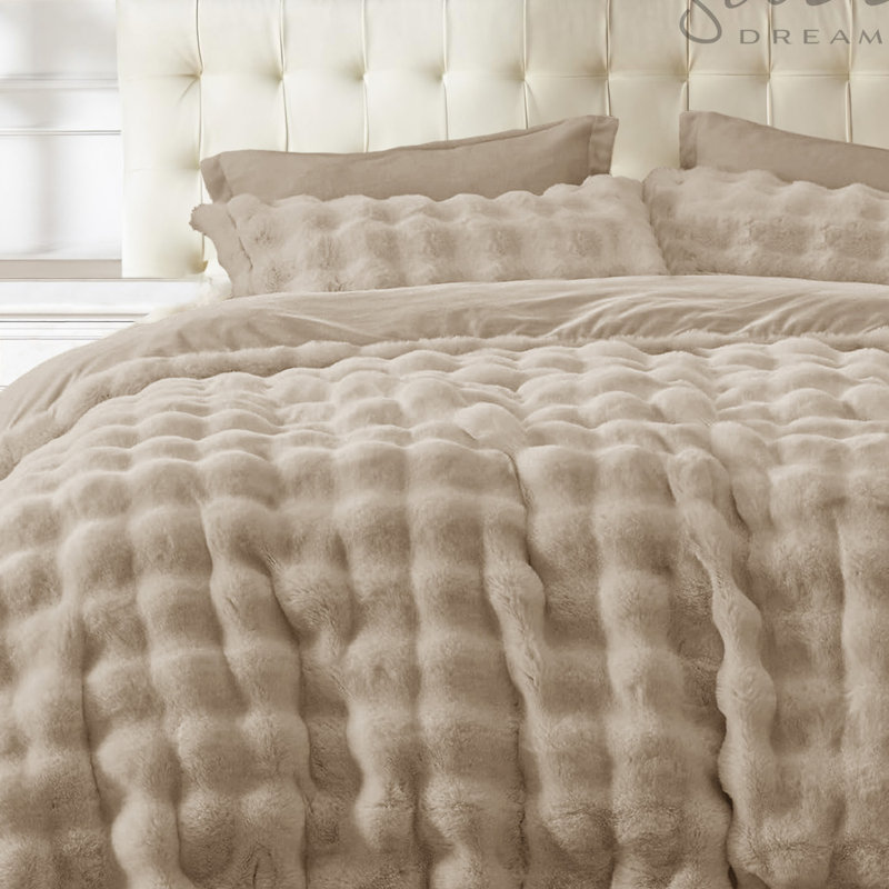 Luxury Thermal Supersoft Faux Fur Duvet Set, Single , Beige