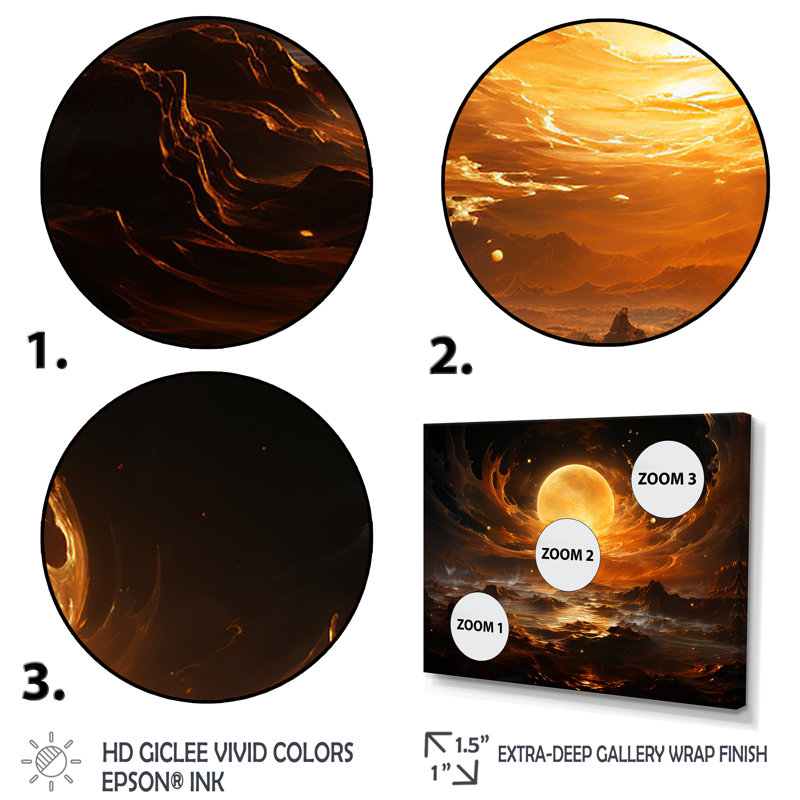 Verre de feu saturn planète II - art mural de la planète espace, H 12 po x l 20 po x P 1 po, Cadre flottant doré