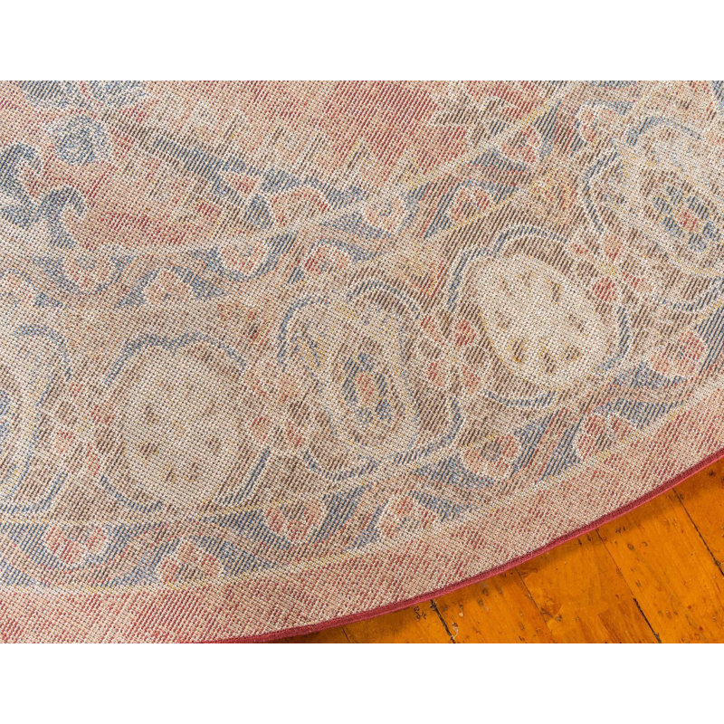 Vern Oriental Terracotta Area Rug, Terracotta, Round 5'3"
