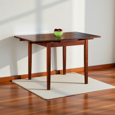 Marrone Solid Wood Extendable Dining Table in Walnut Brown Finish, 29.5" H X 47.85" W X 29.5" D