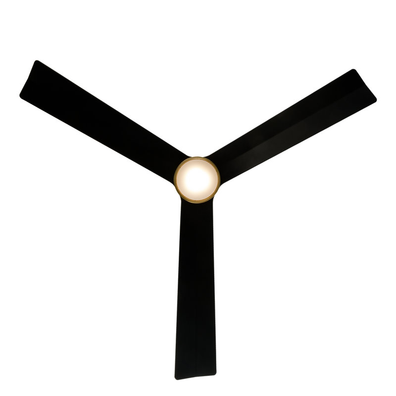 52'' Soft Brass & Matte Black Smart Ceiling Fan with Remote