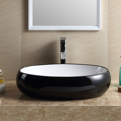 Lavabo de salle de bain ovale en porcelaine vitreuse Modern