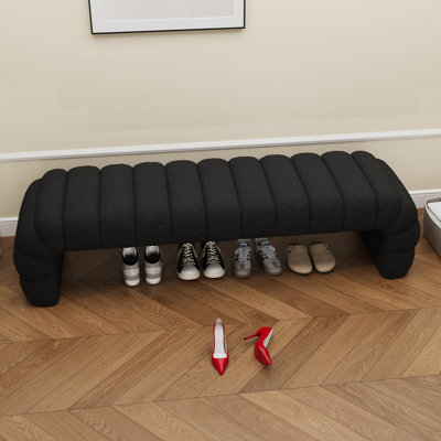 Modern Chenille Upholstered Bed Bench,channel Tufted Ottoman by Ivy Bronx