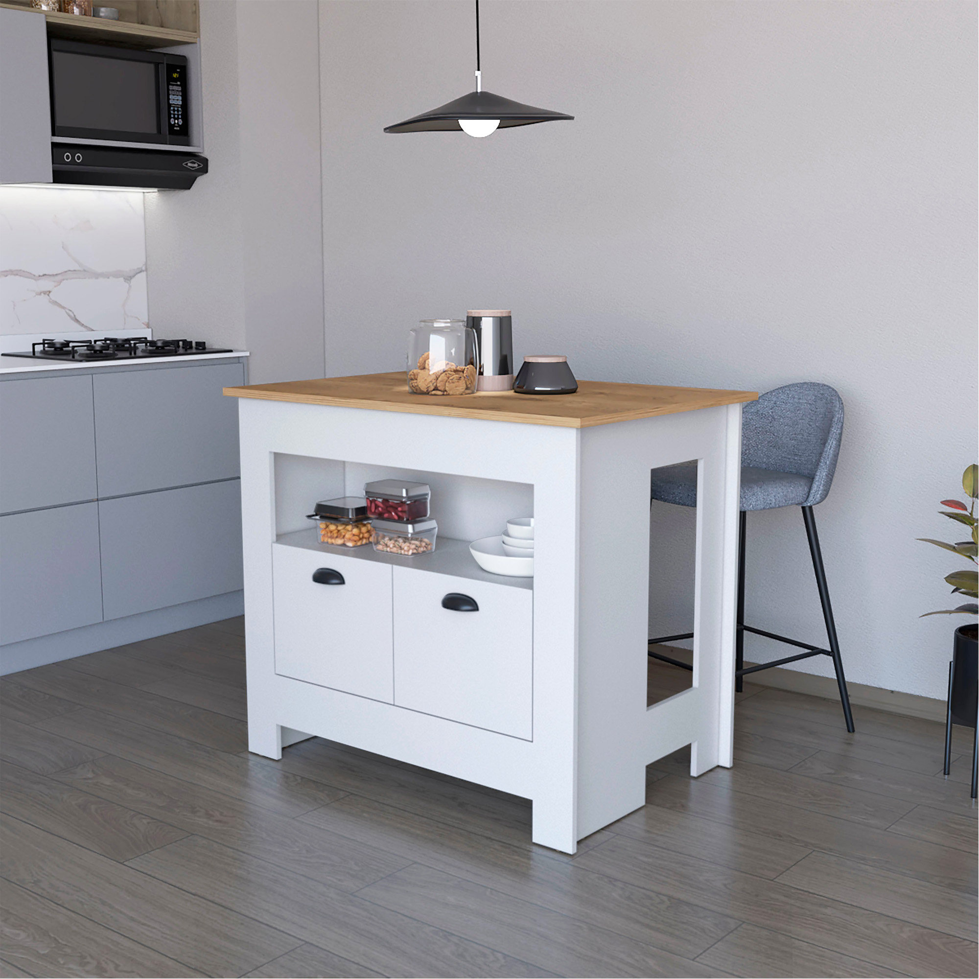 Latitude Run® 2-Door Kitchen Island For Stylish And Practical Kitchen ...