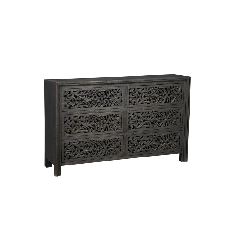 Commode 6 tiroirs Harleen, Noir