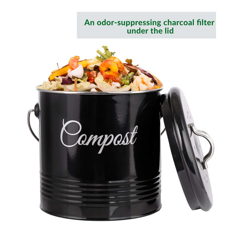 Vamyr Metal Odor Resistant Kitchen Composter, Glossy Black