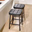 Ensemble de 2 tabourets de bar, tabourets de bar à hauteur de comptoir sans dossier, tabourets de bar noirs pour îlot de cuisine, tabourets de capitonnage épais en cuir PU avec base en métal